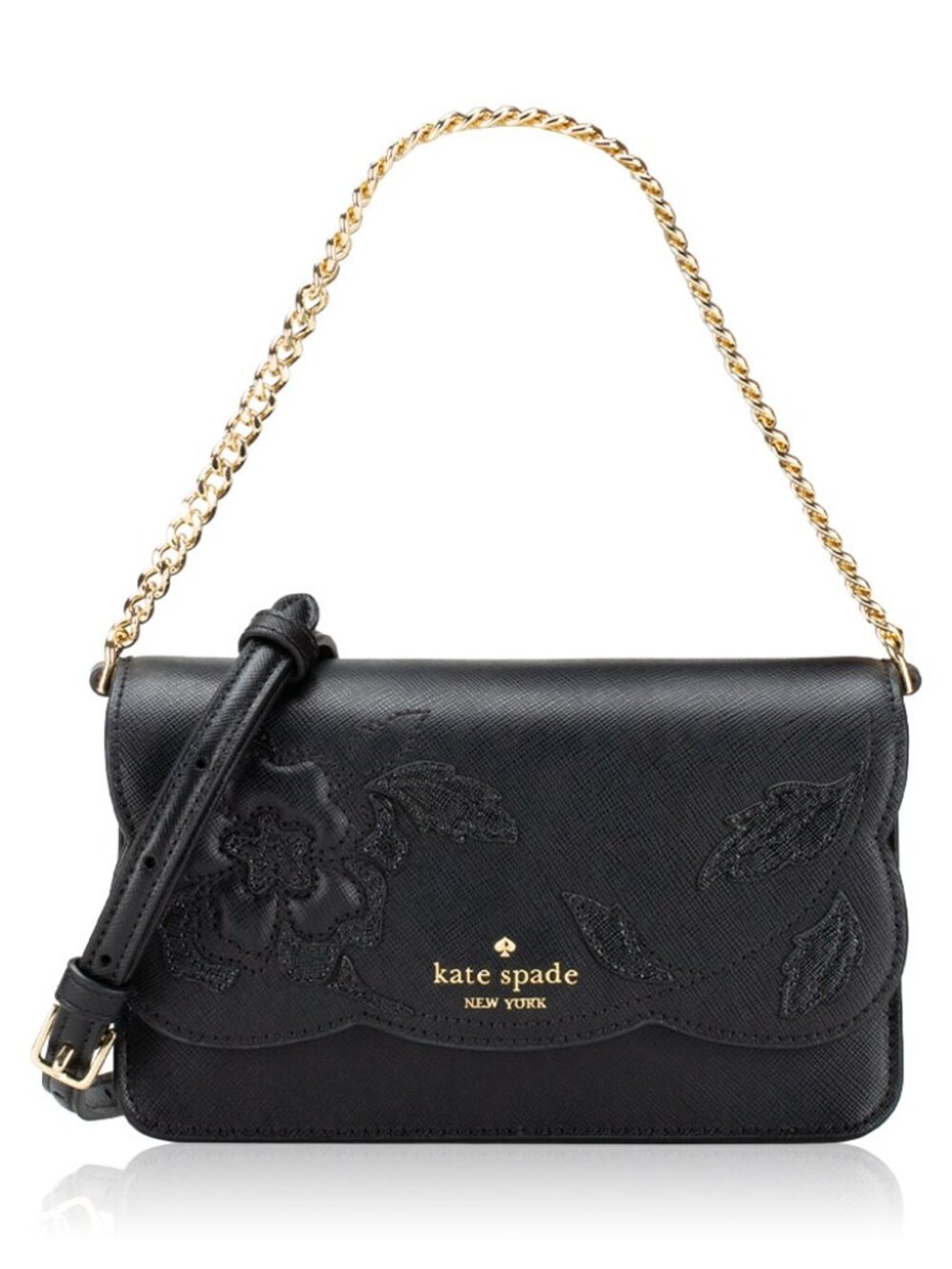 Kate Spade Madison Floral Applique Willow Mini Crossbody Black KL869